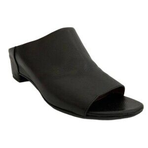 Aquatalia Mules Black Leather Open-toe Block Heel 6